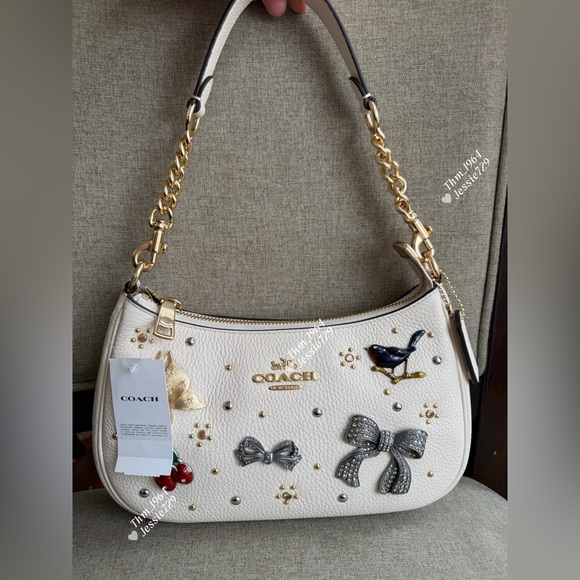 Coach Handbags - Coach White Shoulder Bag with Gold and Gray Accents
